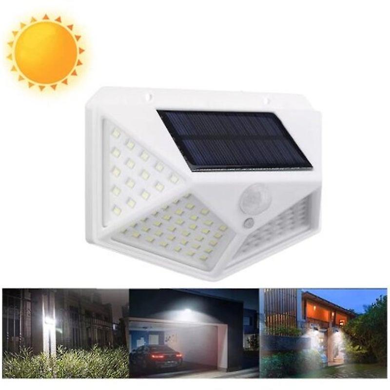 100 Led Solar Powered 1000Lm Pir Motion Sensor Wall Light Outdoor Garden Lamp 3 Modes White