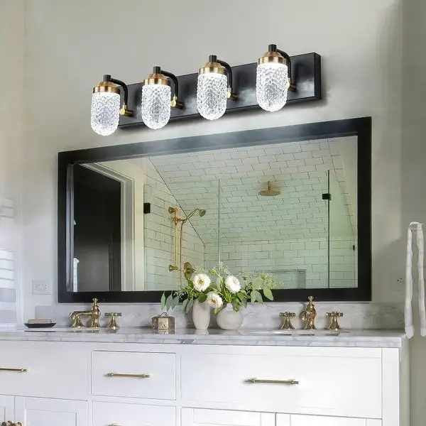 4-Lights Crystal Vanity Lights for Bathroom Wall Light Fixture