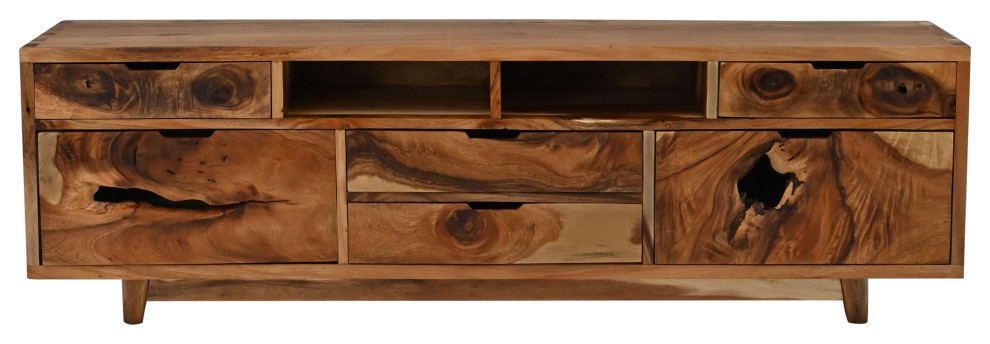 Bolzano Live Edge Suar Dresser/Media Center With 6 Drawers   Midcentury   Entertainment Centers And Tv Stands   by Chic Teak  Houzz