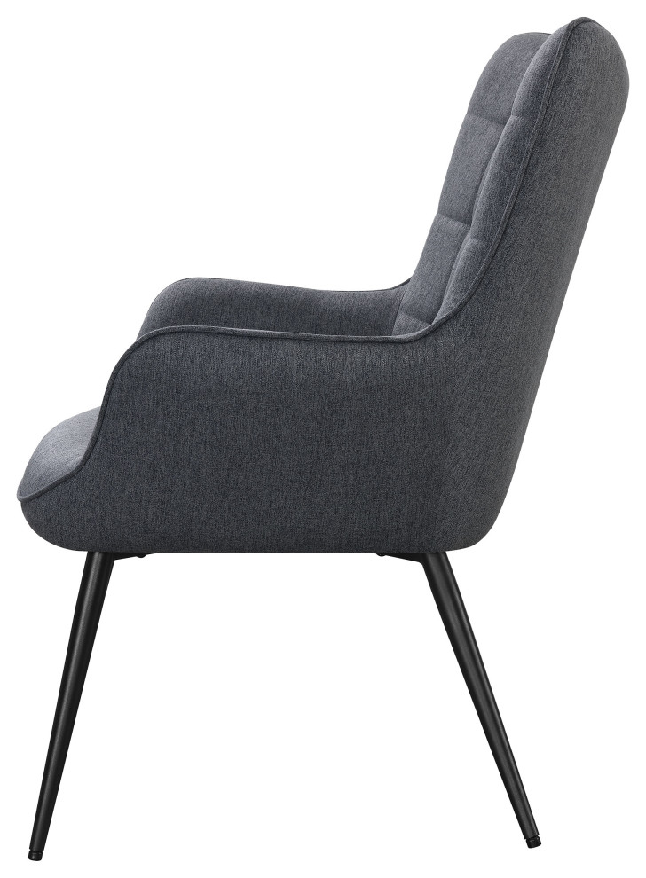 Isla Upholstered Flared Arms Accent Chair With Grid Tufted Accent Chair Grey   Modern   Armchairs And Accent Chairs   by Modon  Houzz