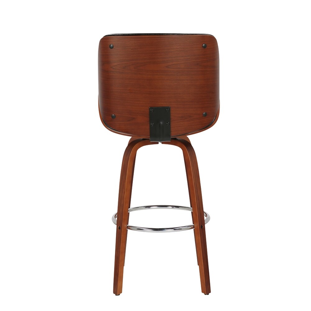 Porthos Home Miller Counter Stool  PU Leather  Wooden Seat And Legs