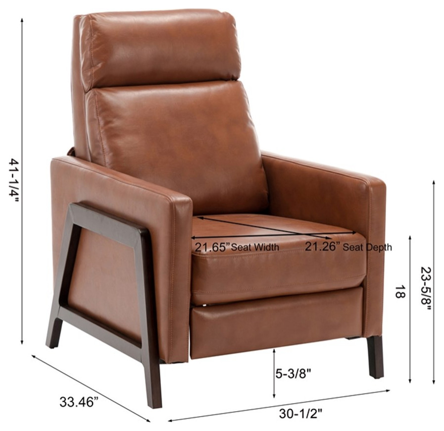 Bowery Hill Push Back Faux Leather Recliner in Caramel Finish   Transitional   Recliner Chairs   by Homesquare  Houzz