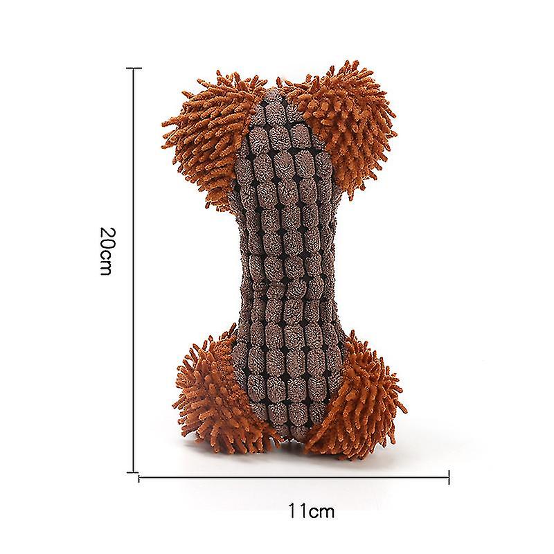 2 Pieces Pet Toys Bone Type Plush Sounding Toys， Teeth Grinding Resistant， Teeth Cleaning Educational Training Toys， Brown