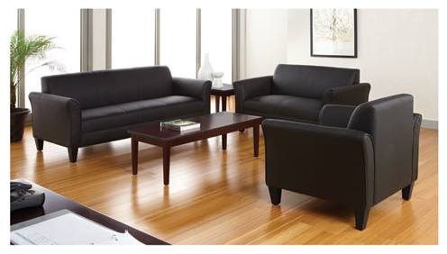 Alera Reception Lounge Furniture 3 Cushion Sofa  77 quotx31 1/2 quotx32 quot  Black   Contemporary   Sofas   by BisonOffice  Houzz