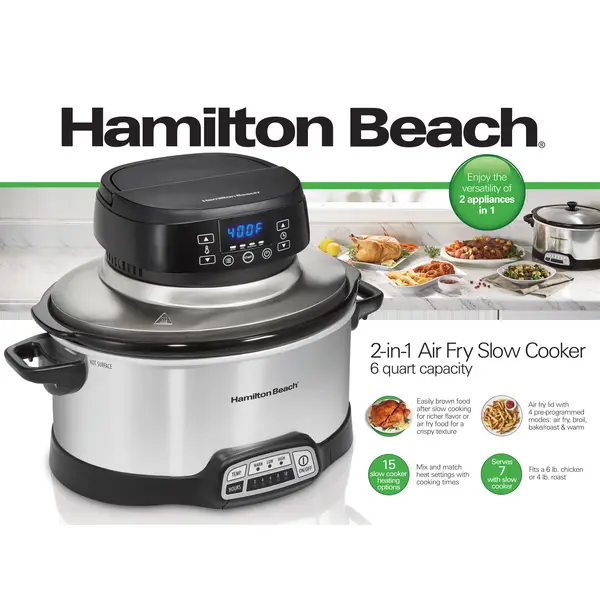 Hamilton Beach 6 Quart 2-in-1 Air Fry Slow Cooker