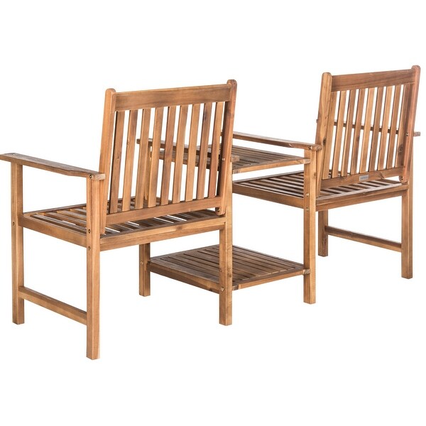 SAFAVIEH Brea Outdoor Solid Wood Twin Seat Bench