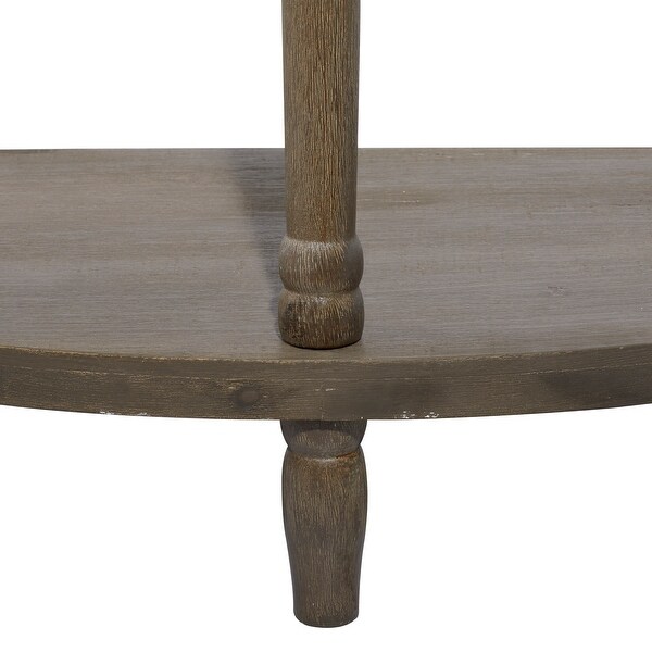 Beige Wood and Iron Metal Half Moon Farmhouse Console Table