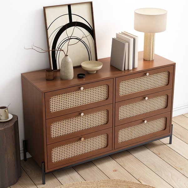 Modern Cannage Rattan Closet Dresser Wood Storage Cabinet Sideboard - - 37925691