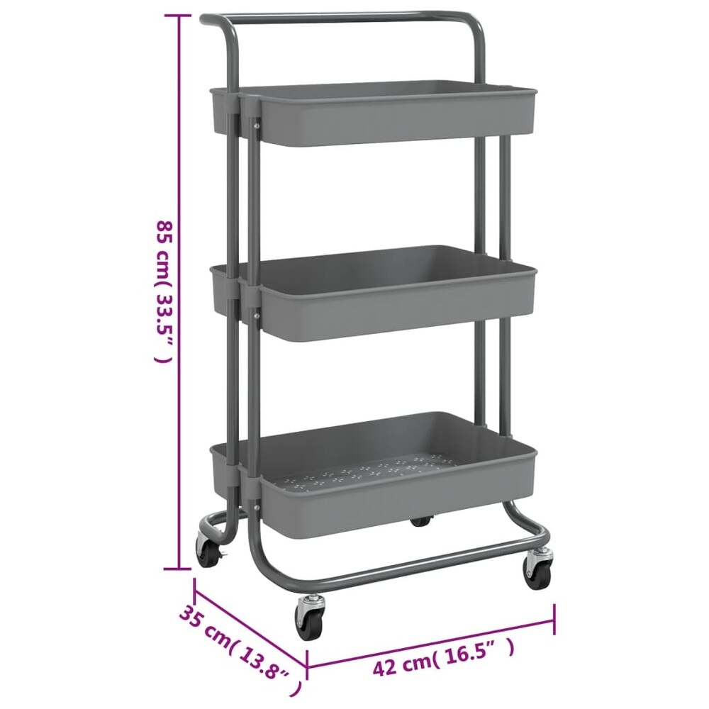 vidaXL 3 Tier Kitchen Trolley 16.5\