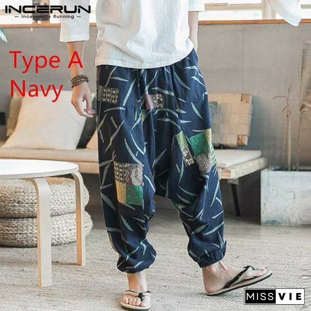 Baggy Cotton Linen Harem Pants Men Hip-hop Women Plus Size Wide Leg Trousers Casual Vintage Long Pants Pantalones Hombre