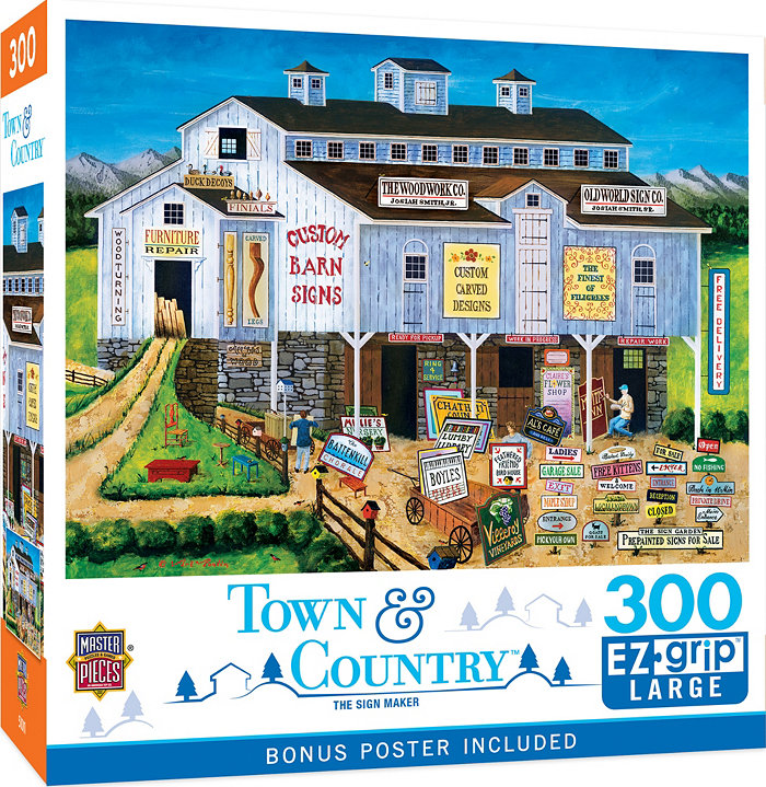 MasterPieces Puzzles Town and Country - The Sign Maker 300 Piece Puzzle By Art Poulin