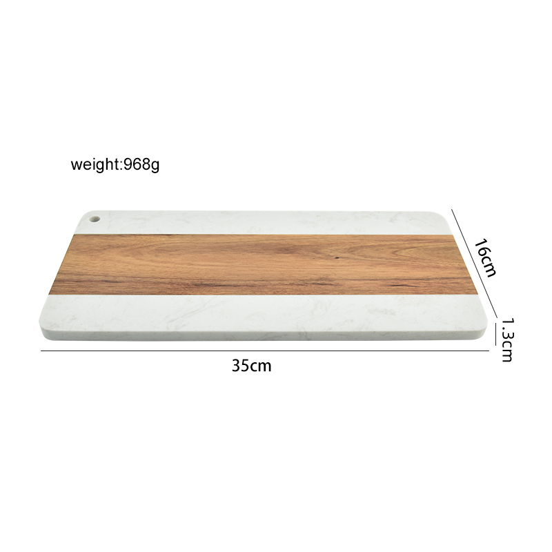 J QUATTUOR Acacia Wood and White Marble Mosaic Cheese Board， or Cutting Board，  Rectangular