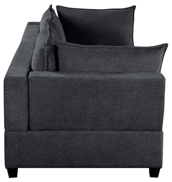 Lilola Home Madison Dark Gray Fabric Loveseat   Modern   Loveseats   by PARMA HOME  Houzz