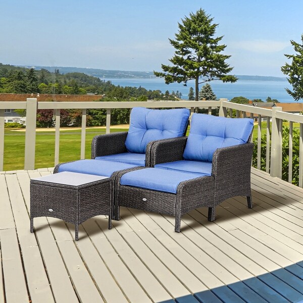 Outsunny 5piece Wicker Patio Chairs，Ottomans，and Coffee Table Set