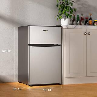 Whirlpool 3.1 cu. ft. Mini Fridge in Stainless Steel with Dual Door True Freezer WHR31TS4E