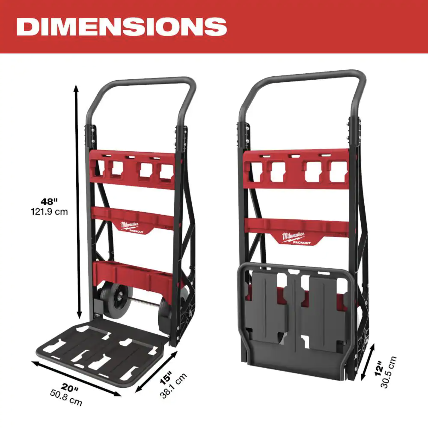 Milwaukee PACKOUT 20 in. 2-Wheel Utility Cart with (1) PACKOUT Tool Storage Crate (48-22-8415-48-22-8440x1)