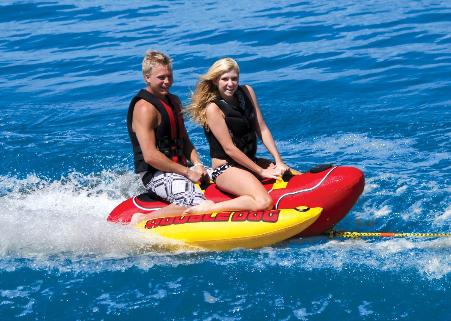 AIRHEAD HD-2 Hot Dog Double Rider Towable Inflatable Boat Lake Tube 1-2 Person