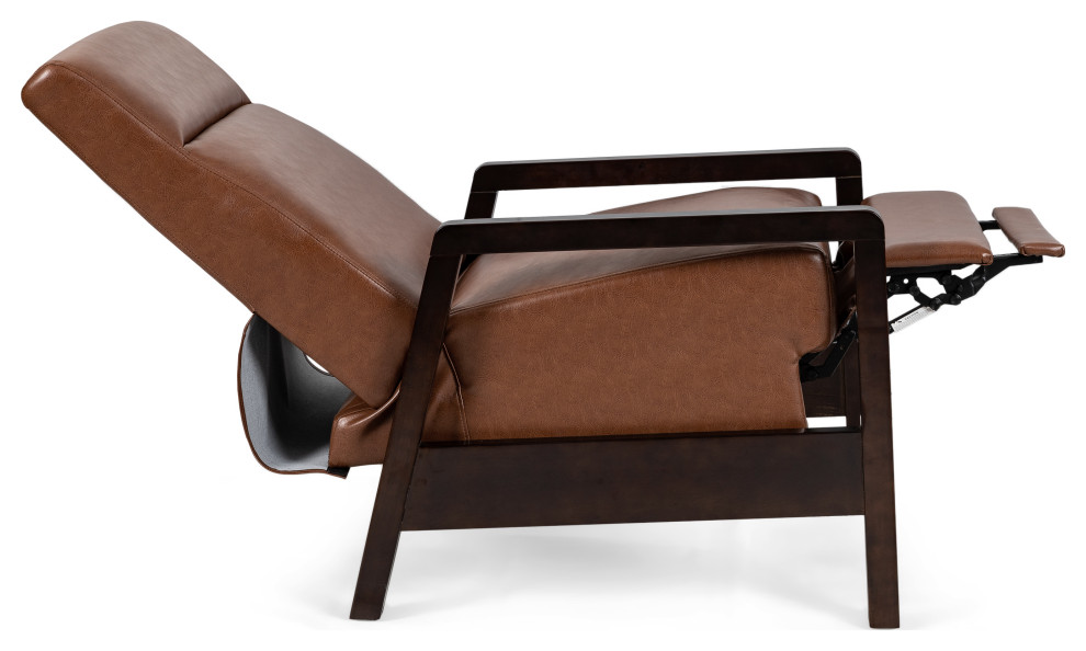 Miramichie Mid Century Modern Faux Leather Recliner   Transitional   Recliner Chairs   by GDFStudio  Houzz