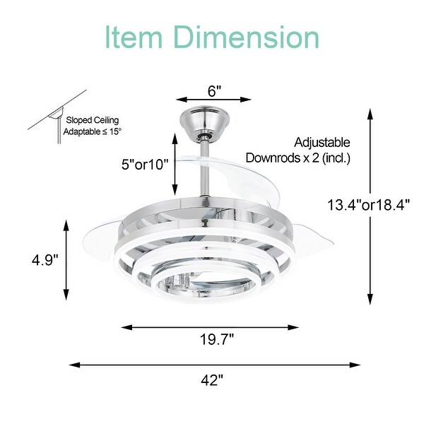 Oaks Aura 42in. LED DIY Shape Retractable Modern Ceiling Fan With Lights， 6-Speed Latest DC Motor Remote Control Ceiling Fan Shopping - The Best Deals on Ceiling Fans | 40086411