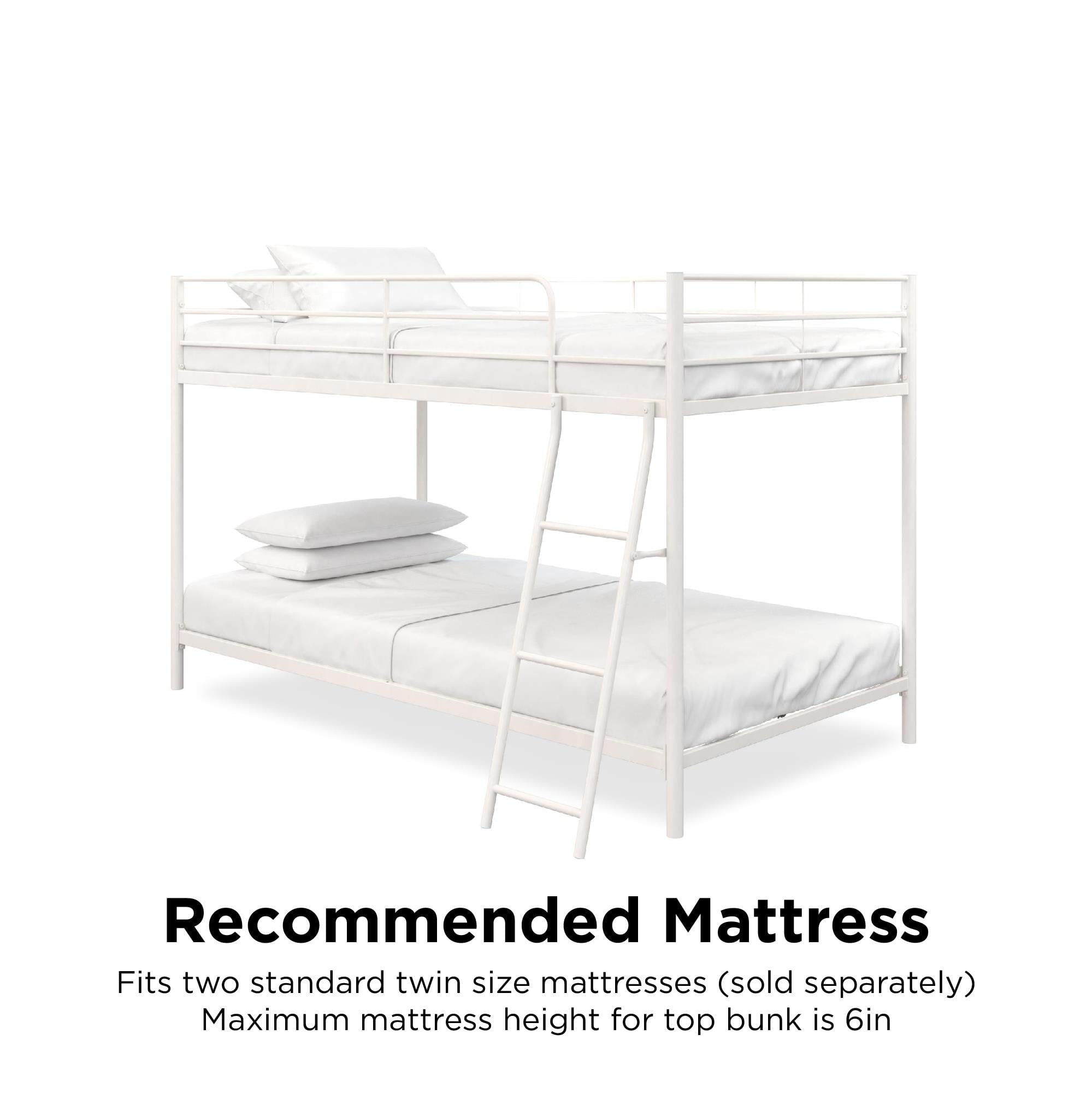 Mainstays Small Space Junior Twin over Twin Metal Bunk Bed, Off White