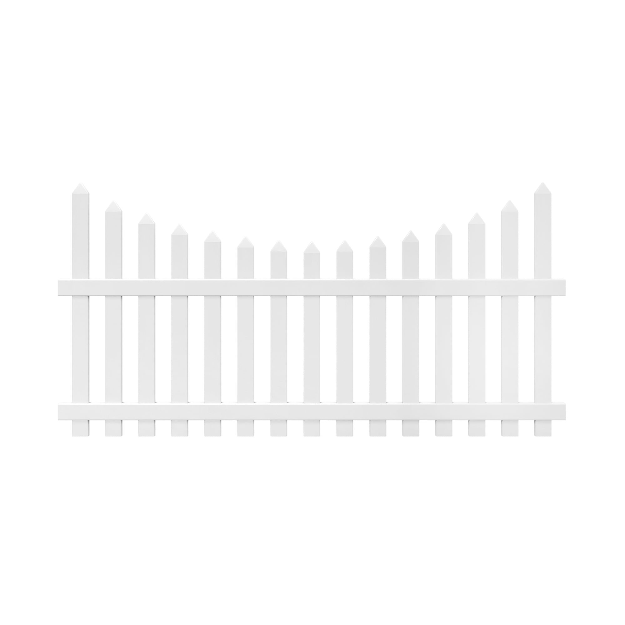 Outdoor Essentials Glendale 4 ft. x 8 ft. White Vinyl Scalloped Pointed Picket Fence Panel