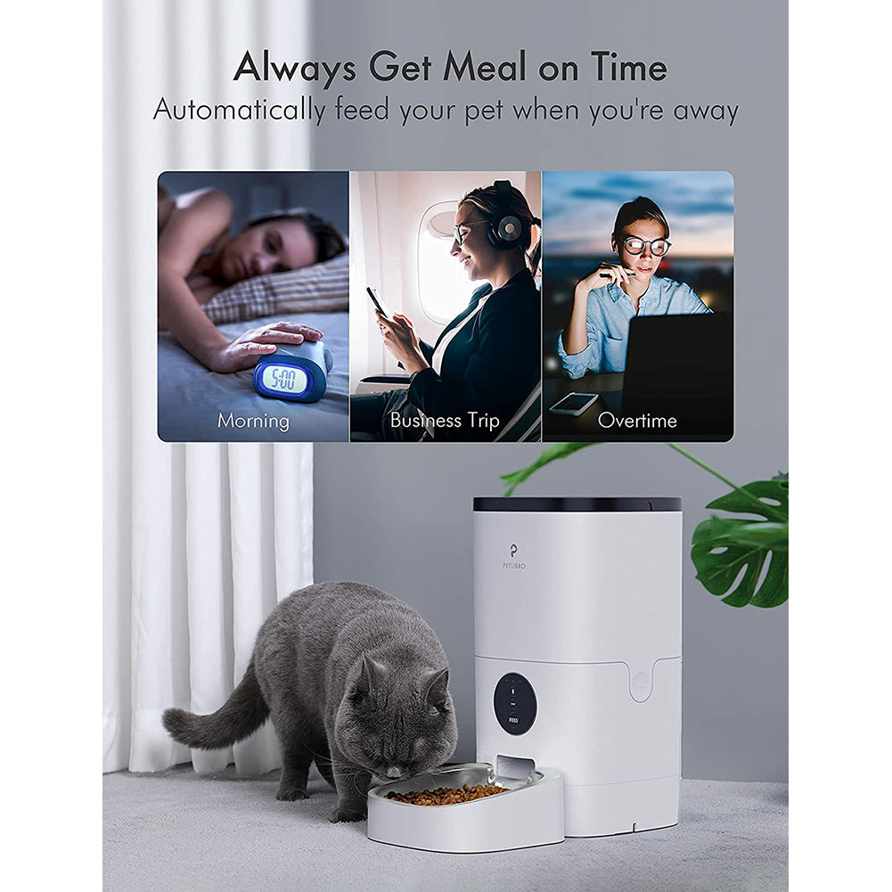 Automatic cat feeder with desiccant bag timer for feeding dry pet food， programmable portion control， 1-4 meals per day， 10S voice recorder， WIFI for cats and dogs