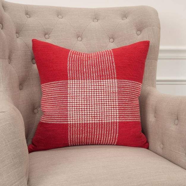 Oversize Plaid Poly Filled Square Throw Pillow Rizzy Home