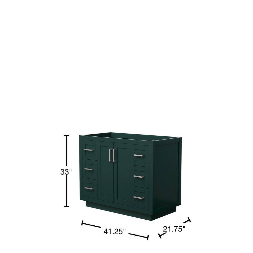 Wyndham Collection Miranda 41.25 in. W x 21.75 in. D x 33 in. H Single Bath Vanity Cabinet without Top in Green WCF292942SGECXSXXMXX