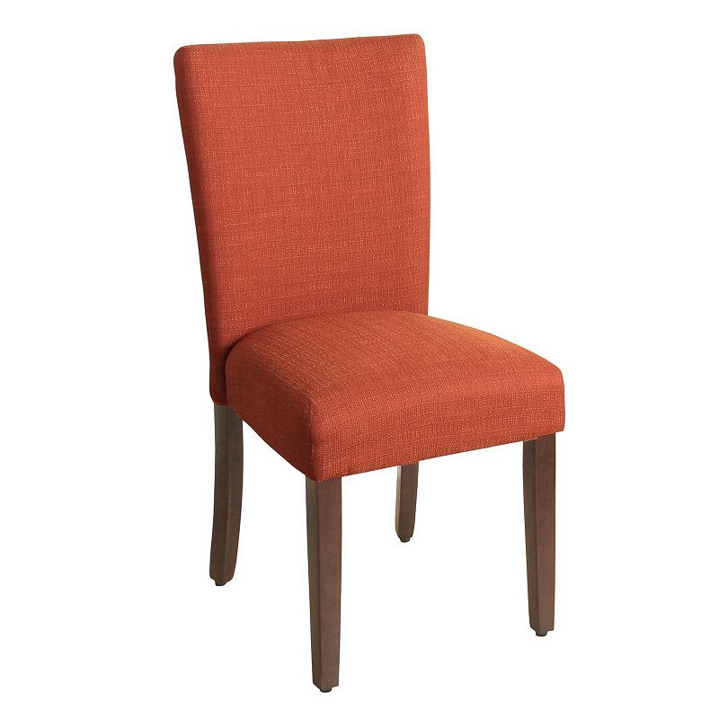 Fabric Upholstered Wooden Armless Parson Dining Chair， Orange and Brown