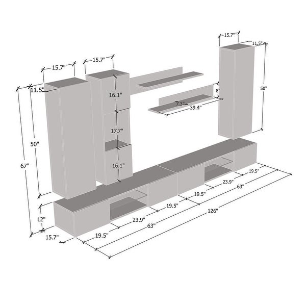 Fly EF5 33TV Wall Mounted Floating Modern Entertainment Center