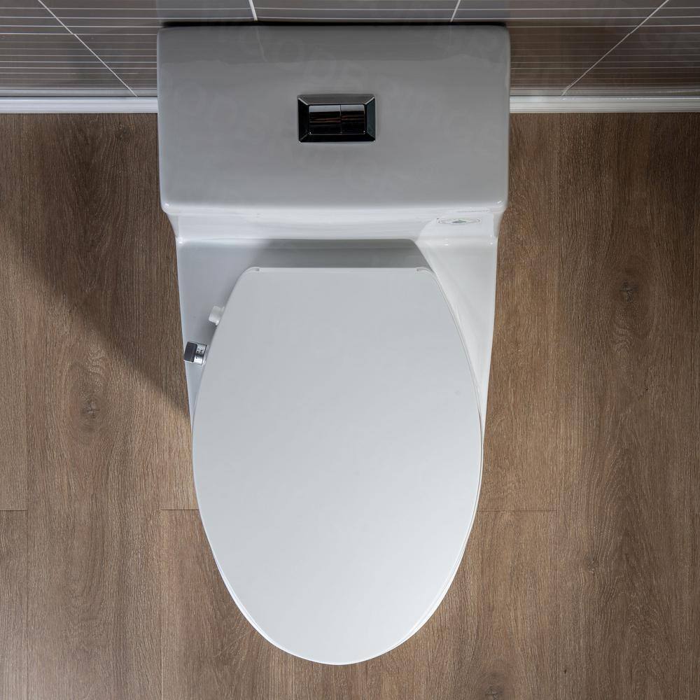 WOODBRIDGE Marsala II One Piece 1.1GPF1.6 GPF Dual Flush Elongated Toilet with Non-Electric Toilet Seat Included in White HT0042