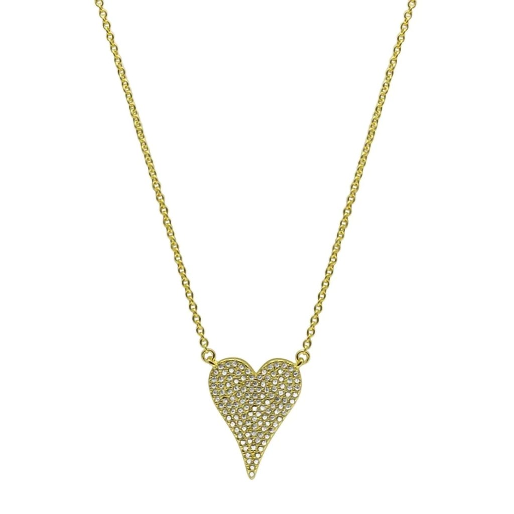 Stia  Dripping CZ Heart Necklace in Gold