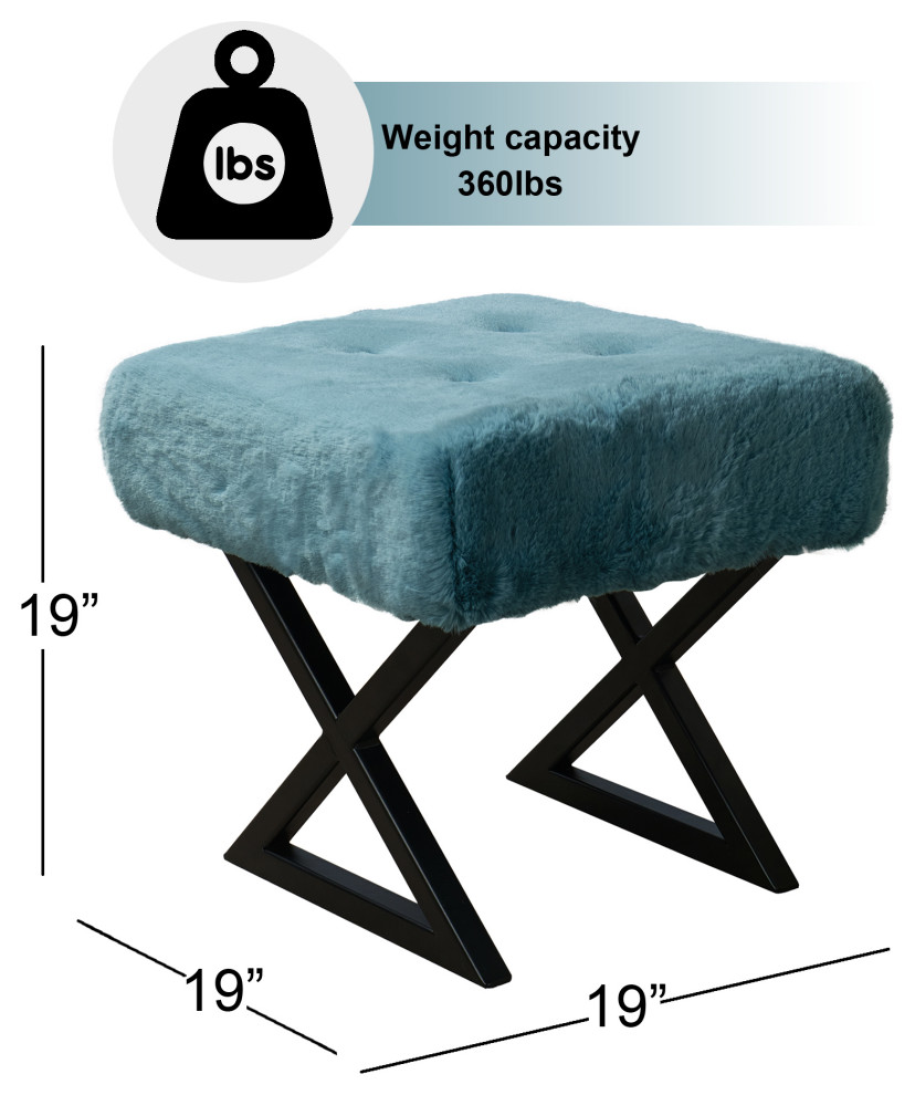 Heavy Faux Fur Vanity Stool   Contemporary   Vanity Stools And Benches   by BNF Home  Houzz