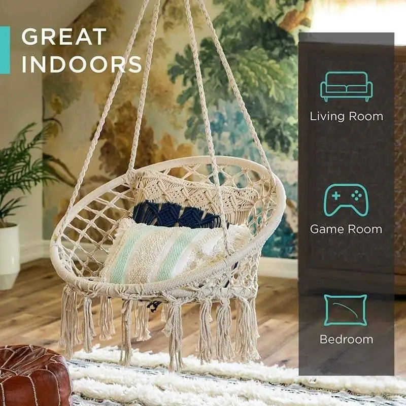 Cotton Rope Hanging Hammock Chair Macrame Swing Chair