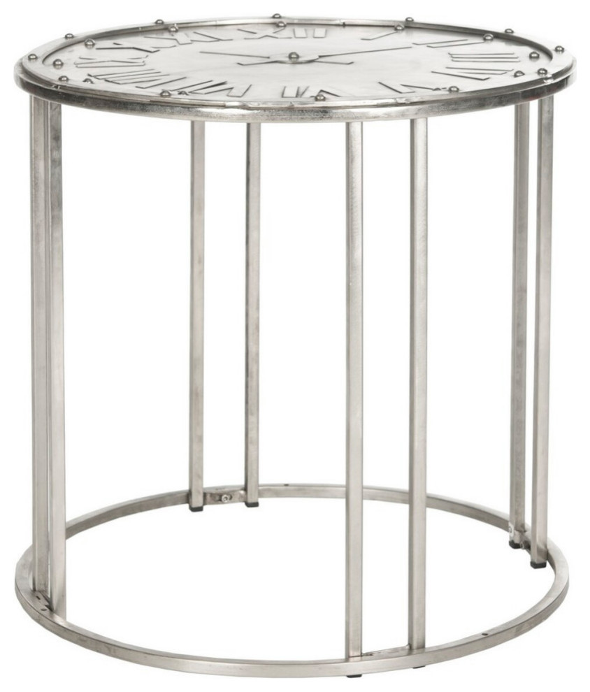 Mason Clock End Table Antique Silver   Modern   Side Tables And End Tables   by Virgil Stanis Design  Houzz