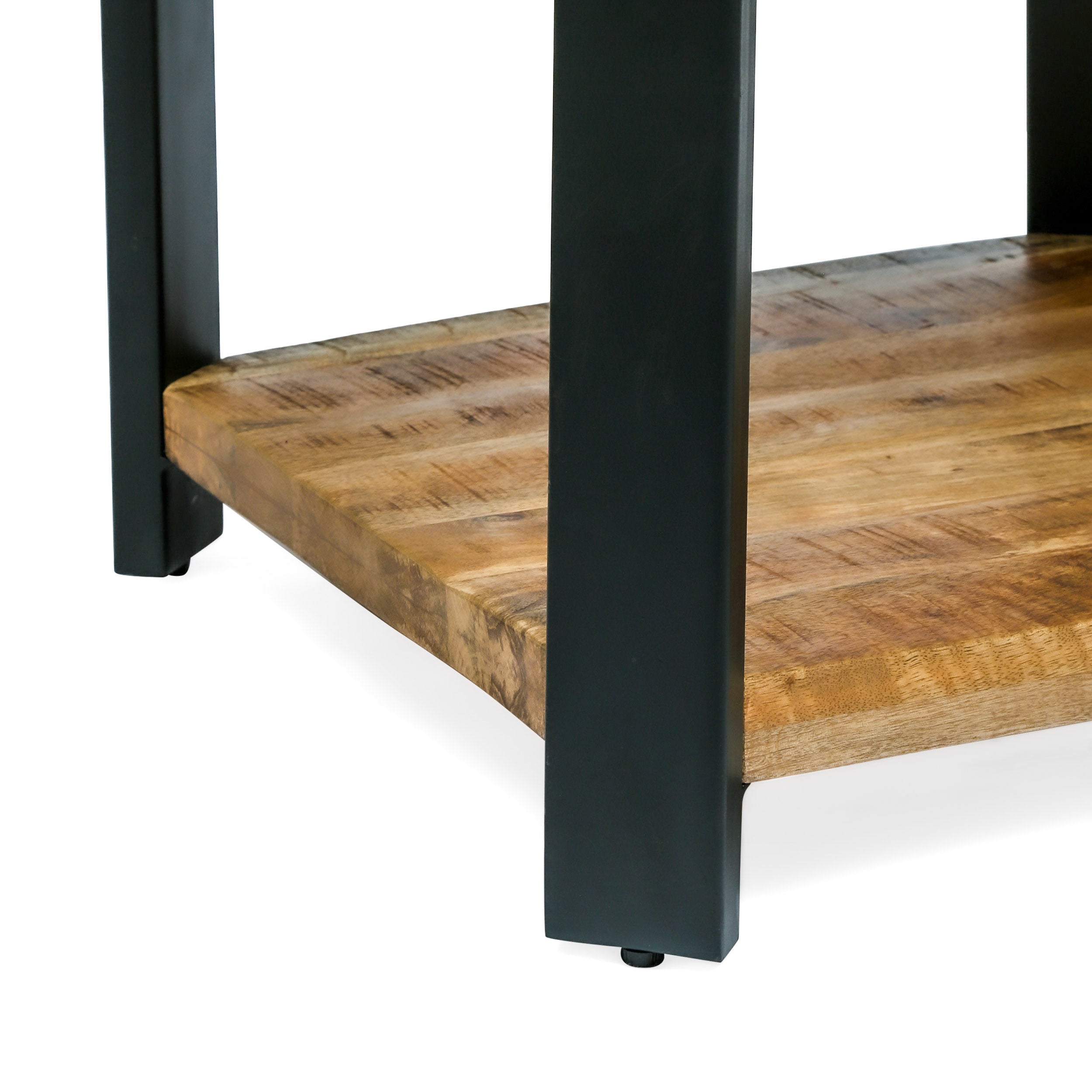 Larslan Modern Industrial Handcrafted Mango Wood Side Table, Natural and Black