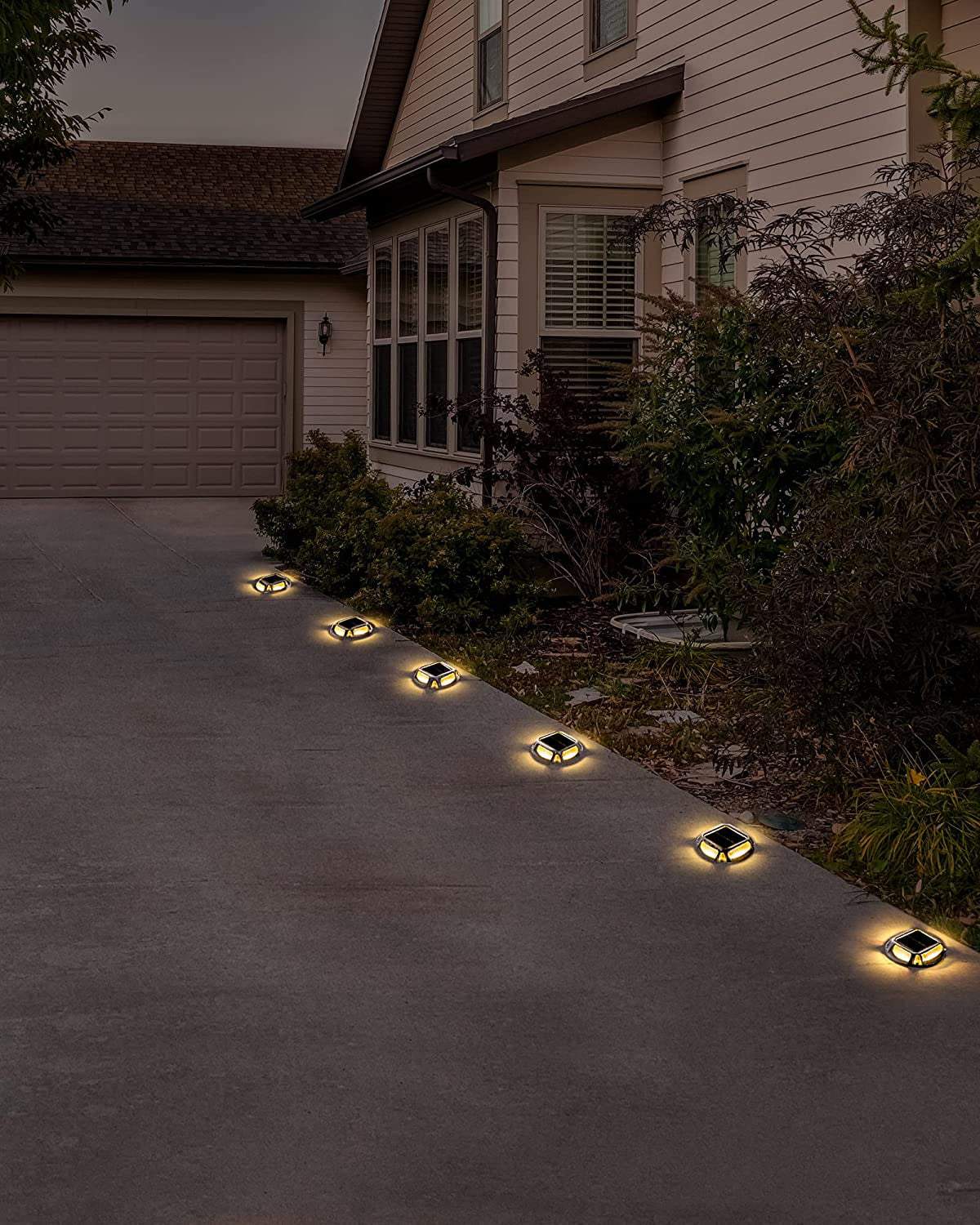 JACKYLED 8x Solar Deck Lights 12 LED Waterproof Dusk to Dawn Solar Lights， Warm White