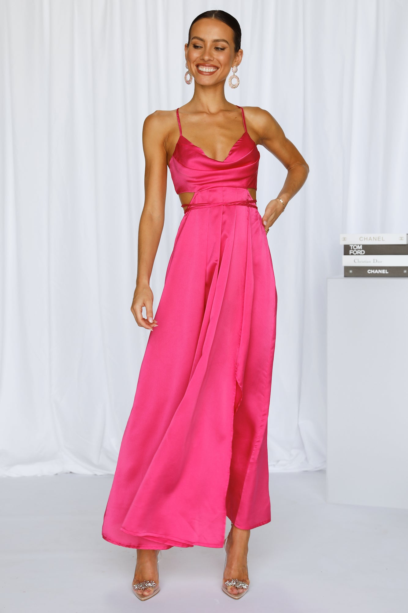 Reveal Your Mind Midi Dress Hot Pink