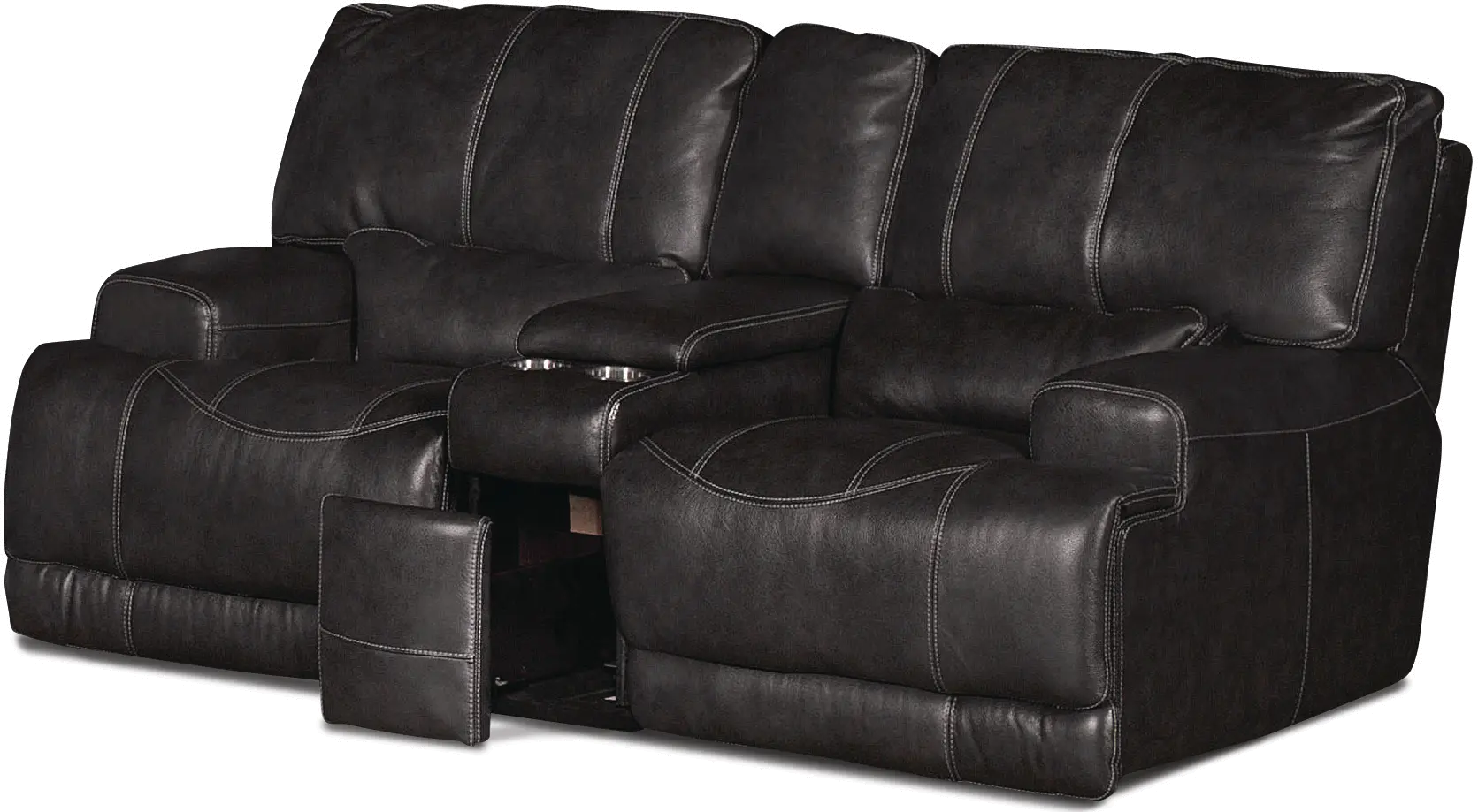 Stampede Charcoal Leather-Match Power Reclining Loveseat