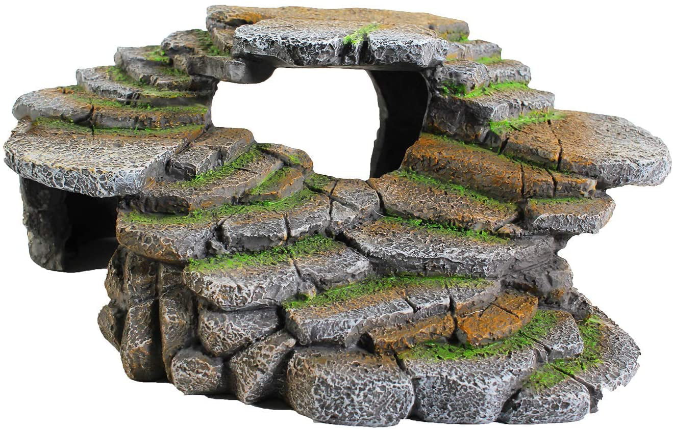 Penn-Plax Reptology Shale Scape Step Ledge and Cave Hideout for Reptiles – Large