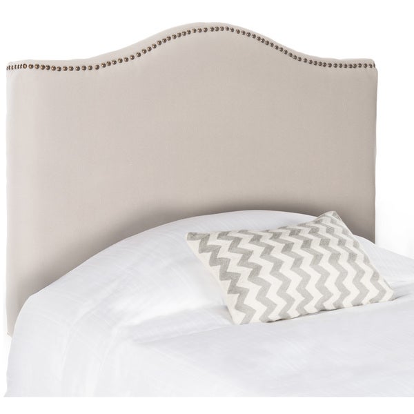 SAFAVIEH Jeneve Taupe Linen Upholstered Headboard - Brass Nailhead (Twin) - - 11081521