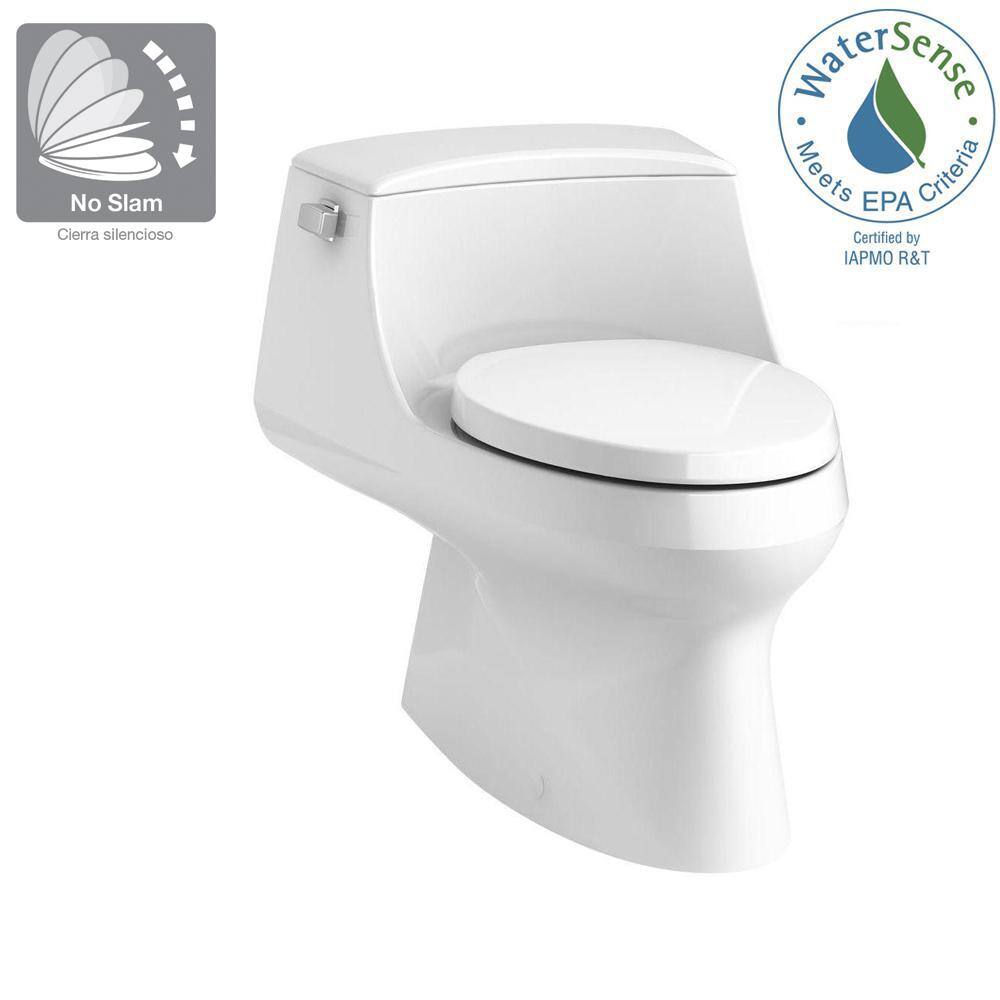 KOHLER San Raphael 1-Piece 1.28 GPF Single Flush Elongated Toilet with Left-Hand Trip Lever in White K-3722-0