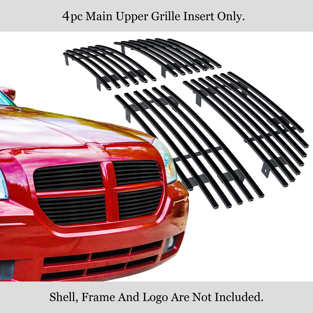 APS Compatible with Dodge Magnum 2005-2007 Main Upper Stainless Steel Black Billet Grille Grill Insert D85037H