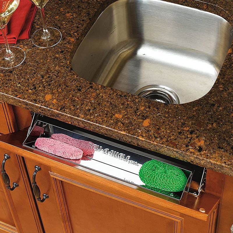 Rev-A-Shelf 16 Front Tip-Out Sink Tray Organizer for Kitchen Sink， 6541-16-52