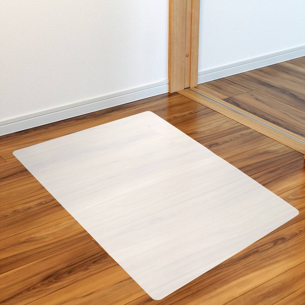 Polypropylene Anti Slip Foldable Chair Mat For Hard Floors Rectangular White Floortex