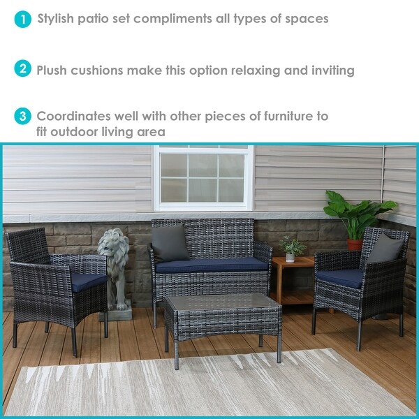 Sunnydaze Dunmore 4Piece Patio Set with Cushions