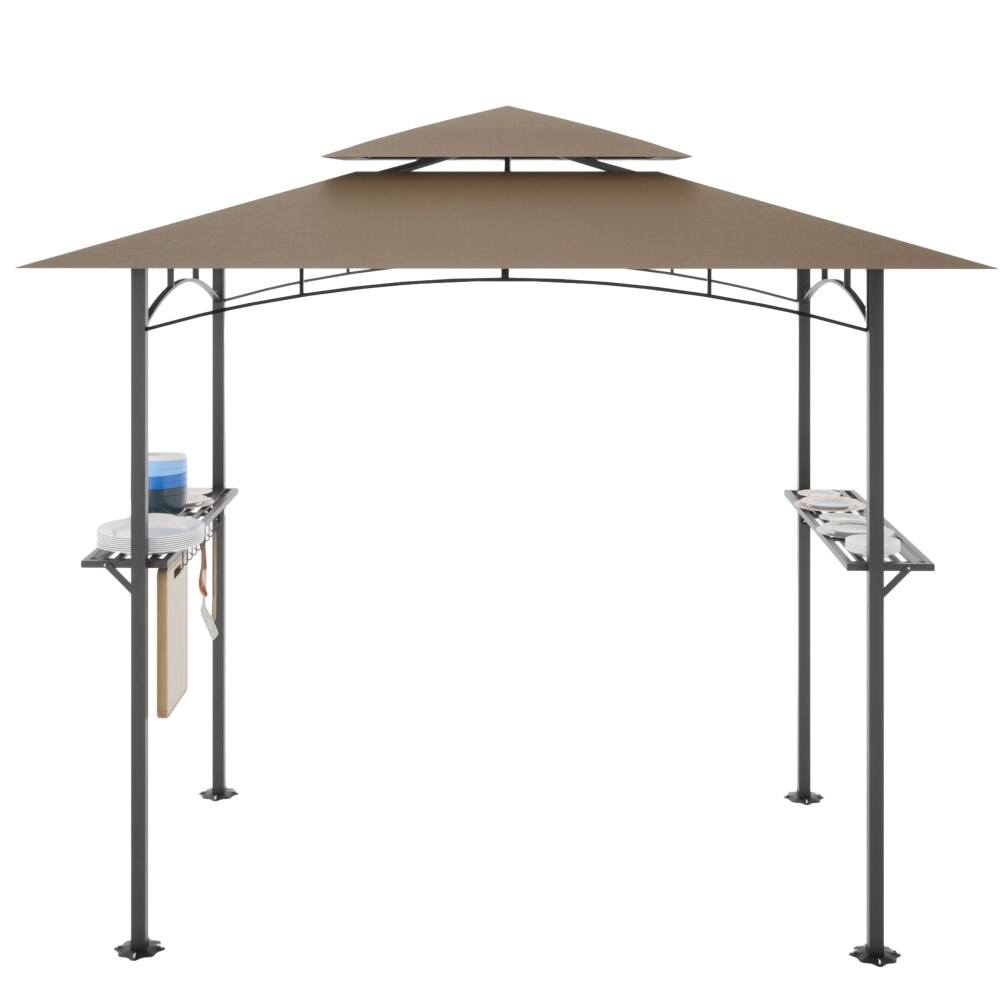 8x 5 ft Double Tiered Grill Gazebo Waterproof and Rip lock Fabric