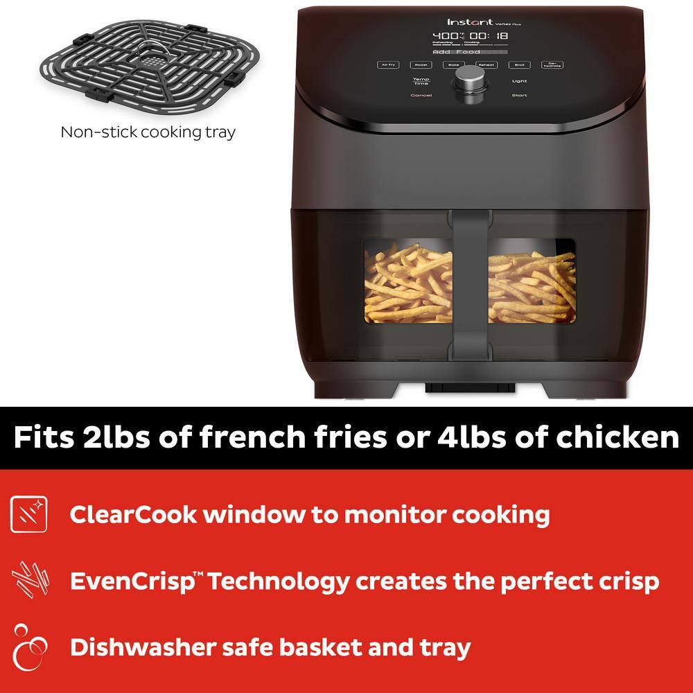 Instant Pot Instant Vortex Plus 6 qt. Black Air Fryer with ClearCook 140-3088-01