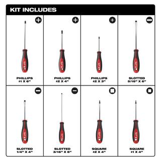 MW 7.75 in. Combination Electricians 6-in-1 Wire Strippers Pliers with Screwdriver Set (8-Piece) 48-22-3079-48-22-2718