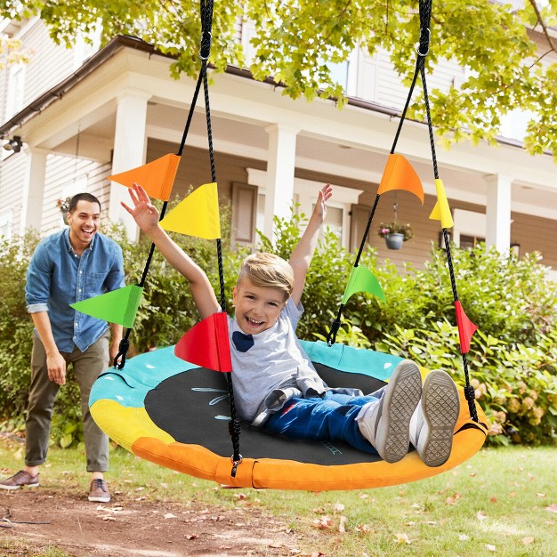 Costway 40 x27 x27 Flying Saucer Tree Swing Indoor Outdoor Swing W hanging Strap Helicopter